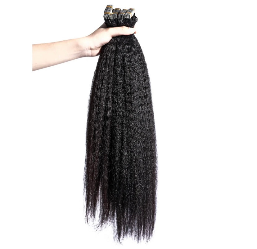 Burmese Hair Kinky Straight Tape Ins Extensions for Black Hair Human Hair Extensions 100g/ 40Pcs