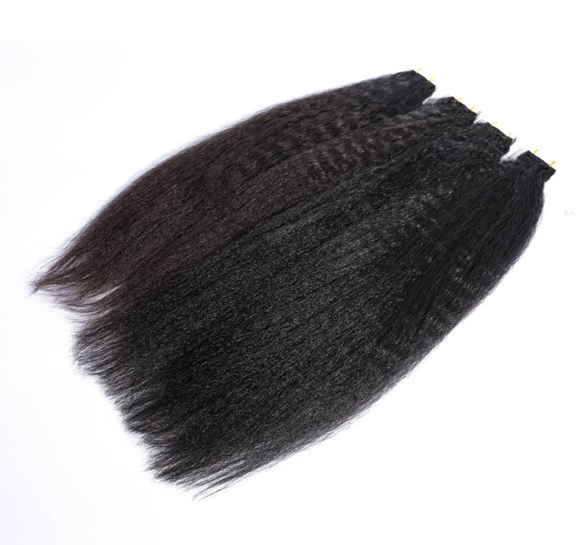 Burmese Hair Kinky Straight Tape Ins Extensions for Black Hair Human Hair Extensions 100g/ 40Pcs