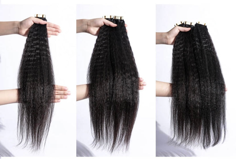 Burmese Hair Kinky Straight Tape Ins Extensions for Black Hair Human Hair Extensions 100g/ 40Pcs