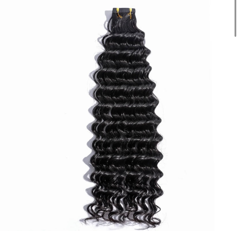 Burmese Hair Deep Wave Tape Ins Extensions for Black Hair Human Hair Extensions 100g/ 40Pcs