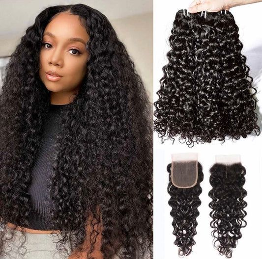 Water Wave 3 Bundles with HD 5x5 6x6 Closure Burmese Virgin Hair