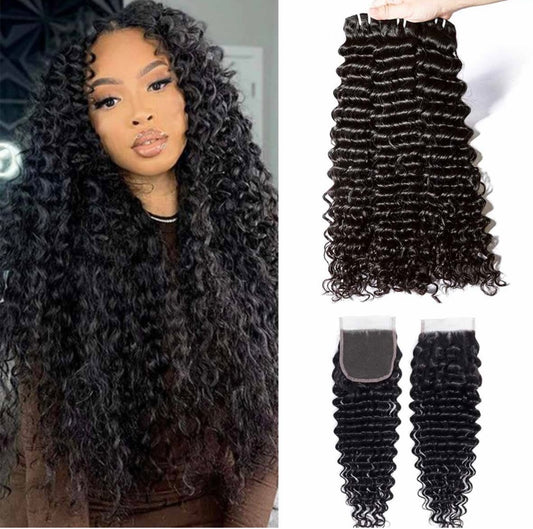 Deep Wave 3 Bundles with HD 5x5 6x6 Closure Burmese Virgin Hair