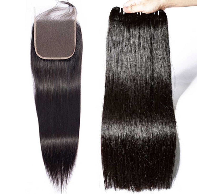 Straight 3 Bundles with HD 5x5 6x6 Closure Burmese Virgin Hair