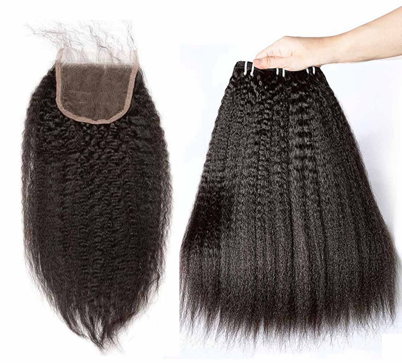 Kinky Straight 3 Bundles with HD 5x5 6x6 Closure Burmese Virgin Hair