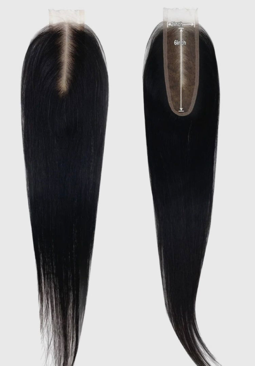 Raw Hair HD 2x6 Straight Lace Closure Middle Part 100% Human Hair