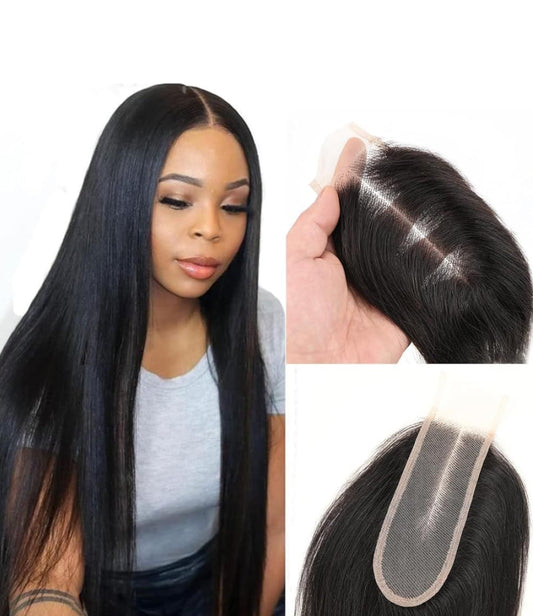 Raw Hair HD 2x6 Straight Lace Closure Middle Part 100% Human Hair
